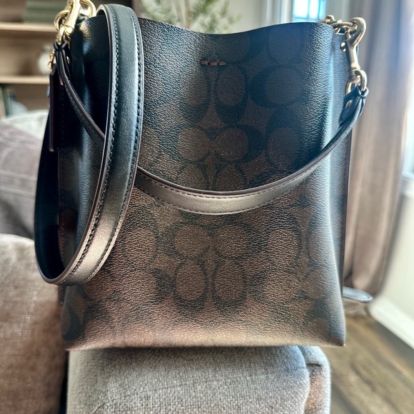 Coach Brown and Black Signature mollie bucket Bag - Picture 9 of 10